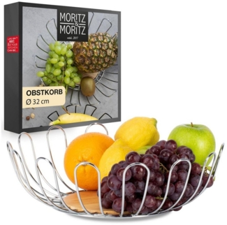 Moritz & Moritz Obstschale Moritz & Moritz Obstkorb Rund Bögen silber, Metall, (32cm, 2-tlg), Korb für Geschenke, Früchte, Gemüse und Brot