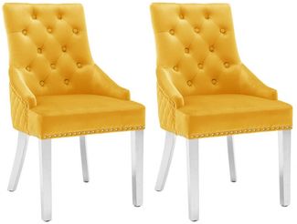 vidaXL Esszimmerstühle 2 Stk. Gelb Samt [337024]