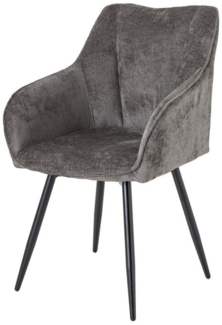 riess-ambiente Esszimmerstuhl AVIGNON grau / schwarz Chenille-Bezug · 360° drehbare Sitzfläche (Einzelartikel, 1 St), Esszimmerstuhl mit Rückenlehne & Armlehne · Metall-Beine