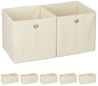 12 x Aufbewahrungsbox Stoff beige