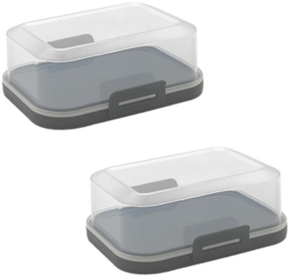 Engelland Butterdose Stapelbare Butter-/Käsedose, Kunststoff, (Vorteils-Set, 2-tlg, mit sicherem Klickverschluss), stapelbar, platzsparend, Ordnung im Kühlschrank, BPA-Frei, Mehrzweck
