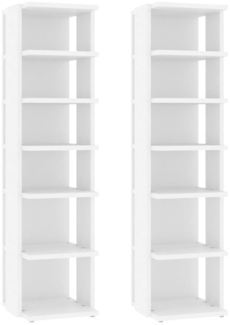 vidaXL Schuhschränke 2 Stk. Weiß 27,5x27x102 cm Holzwerkstoff 808486