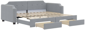 vidaXL Tagesbett Ausziehbar mit Schubladen Hellgrau 90x190 cm Stoff 3197680