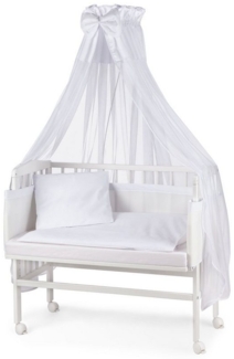 WALDIN Beistellbett mit Matratze und Nestchen, höhenverstellbar, Ausstattung weiß/weiß, Gestell Weiß lackiert