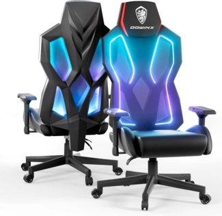 LED Gaming Stuhl 4D-Armlehnen RGB Ergonomisch Gamer PU Leder HellRot