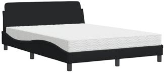 vidaXL Bett mit Matratze "Dover" Schwarz 140x190 cm Stoff 3208386