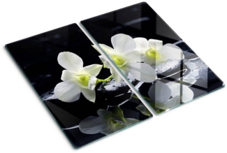 Tulup Schneidebrett Glas Herdabdeckplatte Spritzschutz Blumen & Pflanzen Orchidee, (2-St)