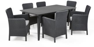 Allibert Diningset Lima-Miami 7-teilig anthrazit - Rattanoptik, wetterfest, Garten