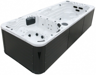 XXXL Luxus-LED Swim Spa, 580 x 230 cm, Whirlpool mit Gegenstromanlage, Schwimmbecken V2, Set