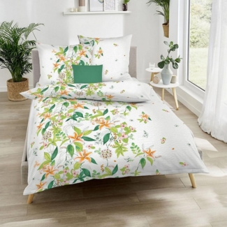 Kaeppel Bettwäsche Dschungellilien, Seersucker, 2 teilig, florale Seersucker Bettwäsche