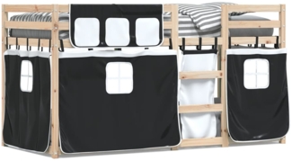 vidaXL Etagenbett mit Vorhängen Weiß & Schwarz 90x190 cm Kiefernholz 3283937