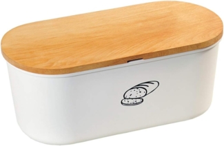 Brotbox mit Schneidebrett aus Buche - Weiß matt