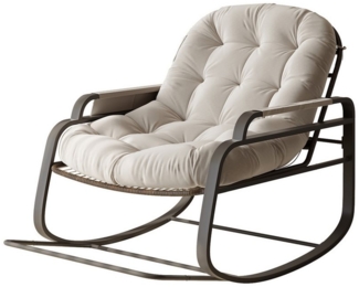 PXloue Schaukelstuhl mit gepolstertem Kissen, Rattanstuhl mit Stahlrahmen, Lounge Sessel, Großformat 89.5 x 94.5 x 93,5 cm,Dicke Kissen,160kg Tragfähigkeit