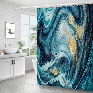 BYSURE Duschvorhang Breite 180 cm, Digitaldruck Anti-Bakteriel Polyester