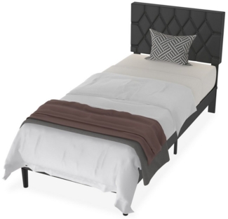 AUFUN Polsterbett Gepolstertem Bettrahmen mit Kopfteil und Lattenrost Bett Metall, für Schlafzimmer
