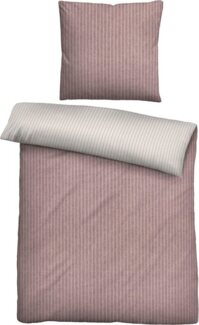 biberna Melange-Flanell Bettwäsche 0840507 WEBSTREIFEN, hellrosa, 1x 155x200 cm + 1x 80x80 cm