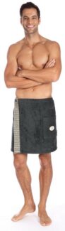 Egeria Kilt Ben, ideal für Sauna & Spa, Kurzform, Walkfrottee, Knöpfe, mit Streifen-Akzent