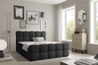 Boxspringbett Schlafzimmerbett SATINE PREMIUM 140x220 cm Stoff Coral Schwarz