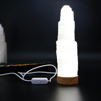 Heimtex LED Schreibtischlampe Selenit-Kristalllampe – Weiße USB-LED-Selenitlampe in 3 Größen