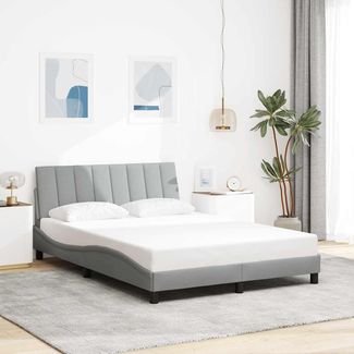 vidaXL Bettgestell ohne Matratze "Hanko" Hellgrau 120x200 cm Stoff 3310447