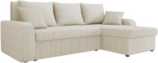 'Kris' Ecksofa Cord, Beige, 80 x 147 x 238 cm