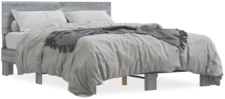 vidaXL Bettgestell Grau Sonoma 140x190 cm Holzwerkstoff und Metall 3280215