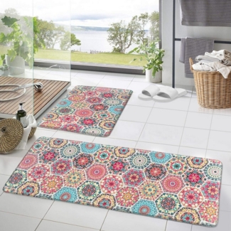 HOMELUX Badematte Badematte Badvorleger Badteppich Duschvorleger Set, Rutschfester Gummi, Lichtecht, Schallschluckend, Ruschsicher, Polyester, Größe: 50x160 cm+50x80 cm