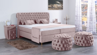 Meisterbetten Boxspringbett Lisa 120x220 in VS-Altrose, Matratzenbezug Nano, Ergoflex-Topper