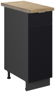 Apothekerschrank Fame-Line Schwarz gestreift 30 cm , AP Eiche Vicco