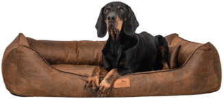 ALBERTO Orthopädisches Hundebett in Lederoptik - 28 Hellbraun, 150x100cm