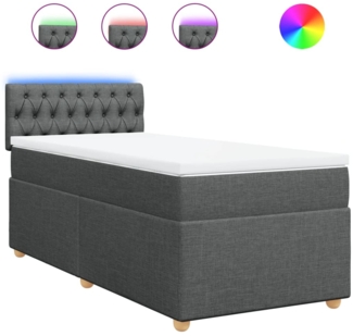 vidaXL Boxspringbett mit Matratze Dunkelgrau 90x200 cm Stoff 3288871