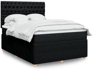 vidaXL Boxspringbett mit Matratze Schwarz 140x200 cm Stoff 3292088