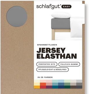 Schlafgut 'Easy' Spannbettlaken, MADE IN GREEN by OEKO-TEX®, Gummizug: rundum, Jersey Elasthan, Grey Mid, M 120x200cm - 130x220cm