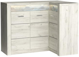 Lomadox Kommode INGENIO-161, Eckschrank Sideboard Wohnzimmerschrank modern Esche in weiß