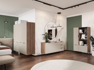 Wohnzimmer-Set Aocale I (Farbe: Nuss Warmia / Cashmere)