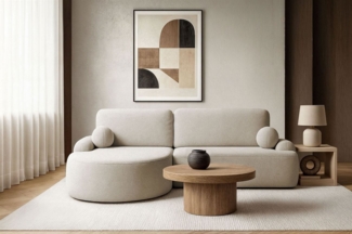 Lookway Ecksofa CLEO Rundes Ecksofa mit Schlaffunktion und Bettkasten, mit Bettfunktion und Bettkasten