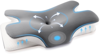 MULISOFT Nackenstützkissen Orthopädisches Kissen Kopfkissen aus Memory Schaum 12cm Schlafkissen, Füllung: Memory Foam, Rückenschläfer, Seitenschläfer, Bauchschläfer, Erhaltung der natürlichen Nackenkurve, Nackenkissen Kopfkissen mit Kühlender Bezug, An...