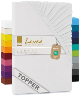 Lavea Spannbettlaken Maya, in Gr. 60x140, 90x200, 120x200, 140x200, 180x200 oder 200x220 cm, Baumwolle, Gummizug: rundum, (1 Stück), Jersey Spannbetttuch für Topper, Boxspring- und Wasserbetten