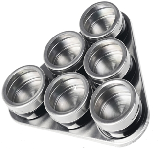 7tlg Edelstahl Metallic Gewürzdosenset Gewürzregal Salz Pfeffer Küche Gewürz Behälter Schwarz