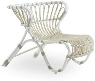 Casa Padrino Luxus Garten Lounge Sessel Weiß / Grau 79 x 92 x H. 68 cm - Wetterbeständiger Garten & Terrassen Sessel - Garten & Terrassen Möbel - Luxus Qualität