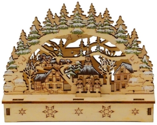 HTI-Living Schwibbogen LED Schwibbogen Dorf im Tannenwald (1-tlg), Lichterbogen Weihnachtsdeko batteriebetrieben