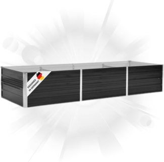 DELUKE® Hochbeet für Garten OSKAR Anthrazit 240x80x45cm Verzinkter Stahl Hochbeet Metall Gartenbeet Kräuterbeet Blumenbeet Beet hoch Frühbeet für Garten Gemüsebeet
