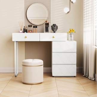 OKWISH Schminktisch Mit 5 Schubladen, ohne Spiegel und Hocker, 90x40x74cm