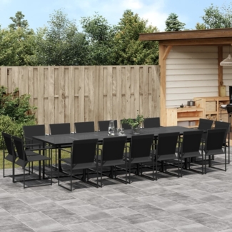 vidaXL 17-tlg. Garten-Essgruppe Schwarz Textilene 3295127