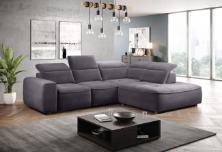 Stylefy Colton L Ecksofa Struktur JAZZ Grau Rechts