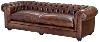 Casa Padrino Büffelleder 2er Sofa Braun 240 x 94 x H. 70 cm - Luxus Qualität