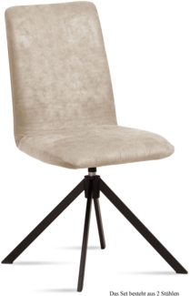 Esszimmerstuhl drehbar (2er-Set) Deanne 47 x 92 x 60 Schwarz/Natur