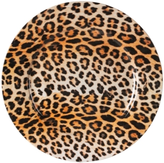 HIT Trading Speiseteller Speiseteller LEOPARD, Braun, Schwarz, Ø 27 cm, (1 St), Keramik