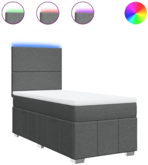 vidaXL Boxspringbett mit Matratze Dunkelgrau 80x200 cm Stoff 3293789