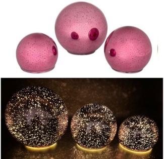 Online-Fuchs LED Dekolicht - 3er Set Glaskugeln mit LED-Lichterkette & Timer - Gartendeko, seichter Funkeleffekt möglich, 35 warmweiße LED´s, für den Innen- und geschützten Außenbereich geeignet